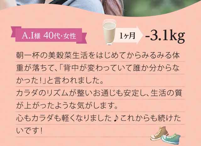 A.I様　40代女性　1ヶ月目-3.1kg